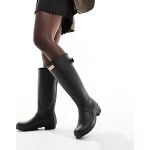 Women’s Hunter Original tall back adjustable wellington boots in black Size 7